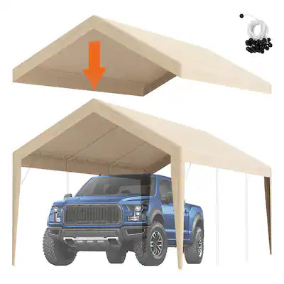 VEVOR - Carport Replacement Canopy Cover 10 x 20 ft, Garage Top Tent Shelter Tarp Heavy-Duty Waterproof & UV Protected