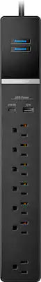 Rocketfish™ - 7-Outlet/1-USB/1-USB-C 2160 Joules Surge Protector Strip