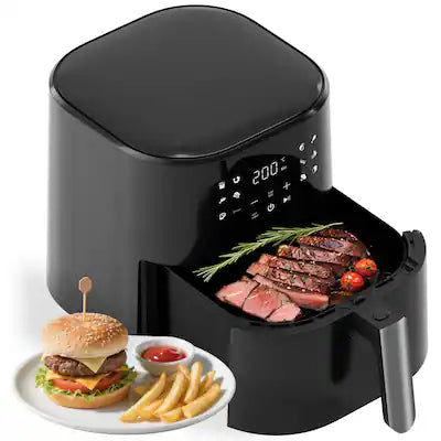 QIDO - 5 Qt. 8-in-1 Air Fryer 450°F Max Temp with Nonstick Basket Air Fry, Roast, Broil, Reheats, Dehydrates, Less Oil