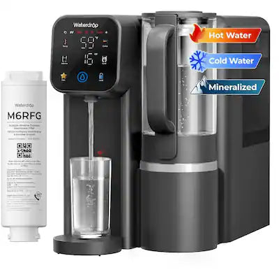 Waterdrop - M6CG Cold and Hot Reverse Osmosis System Countertop Water Filter, 8-Stage Mineralization, EXTRA M6RFG Filter