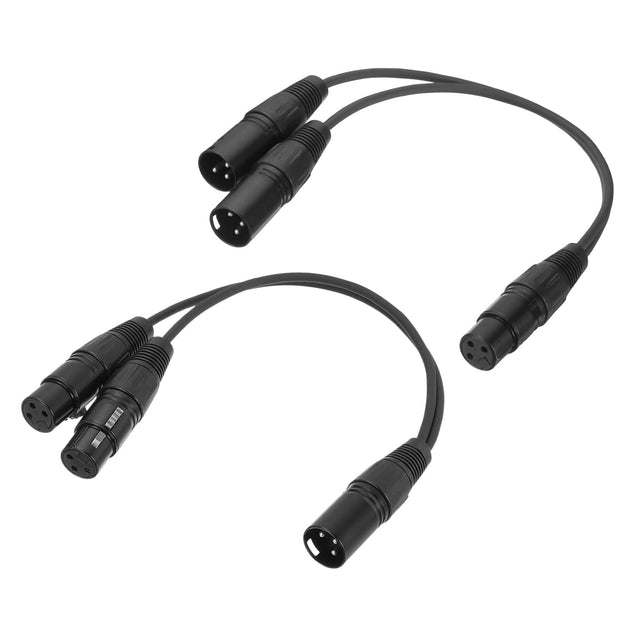 Front. Unique Bargains - 2pcs XLR Splitter Cable, 1F to 2M & 1M to 2F Y Cables for Balanced Audio, Mixers, Microphones - Black.