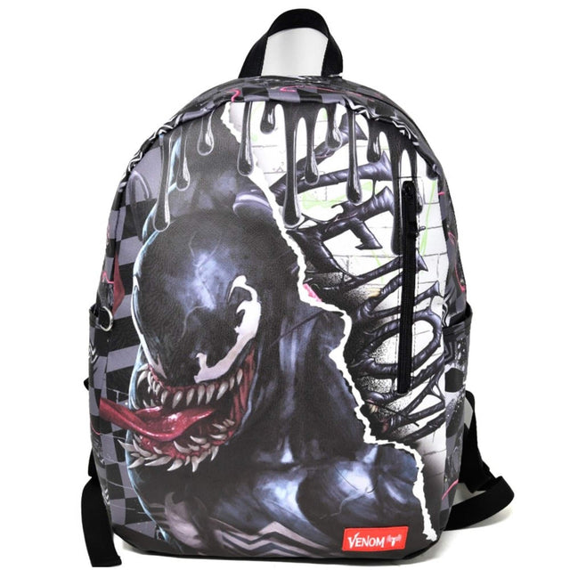 Front. Marvel - Venom 16.5" PU School Backpack with Side Pockets - Black.