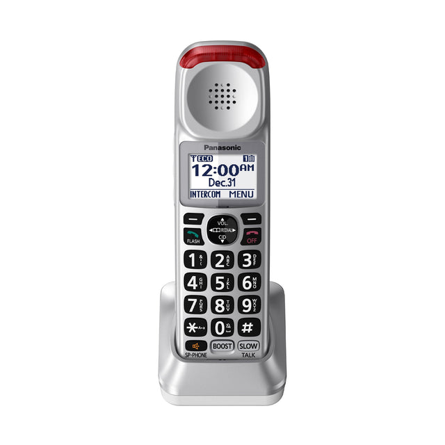 Panasonic ECO 1 1 III  
12:00 AM Dec. 31  
INTERCOM MENU  
FLASH VOL . . . REDIAL CID - OFF  
1 PL 2 ABC 3 DEF 4 : 5 JKL 6 7 0T 8 TUV 9 NCK2 *^ 0 #  
BOOST SLOW SP-PHONE TALK