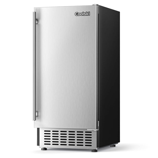Front. Coolski - Coolski 15" W Commercial Under Counter Ice Maker, 80 lbs/Day, Bulit-in Machine - Black.