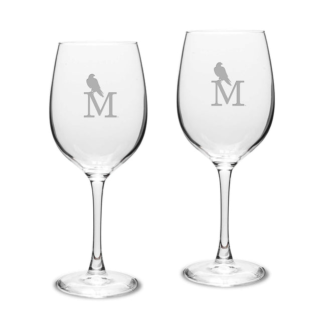 Front. Jardine - Montevallo Falcons Two-Piece 16oz. Traditional White Wine Glass Set - Multicolor.