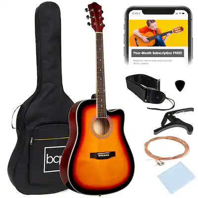 Best Choice Products - 41in Full Size Beginner Acoustic Guitar Set with Case, Strap, Capo, Strings