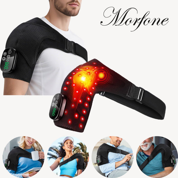 Morfone - 660nm and 850nm Near Infrared Light Therapy and Heat Therapy Shoulder Massager - Black