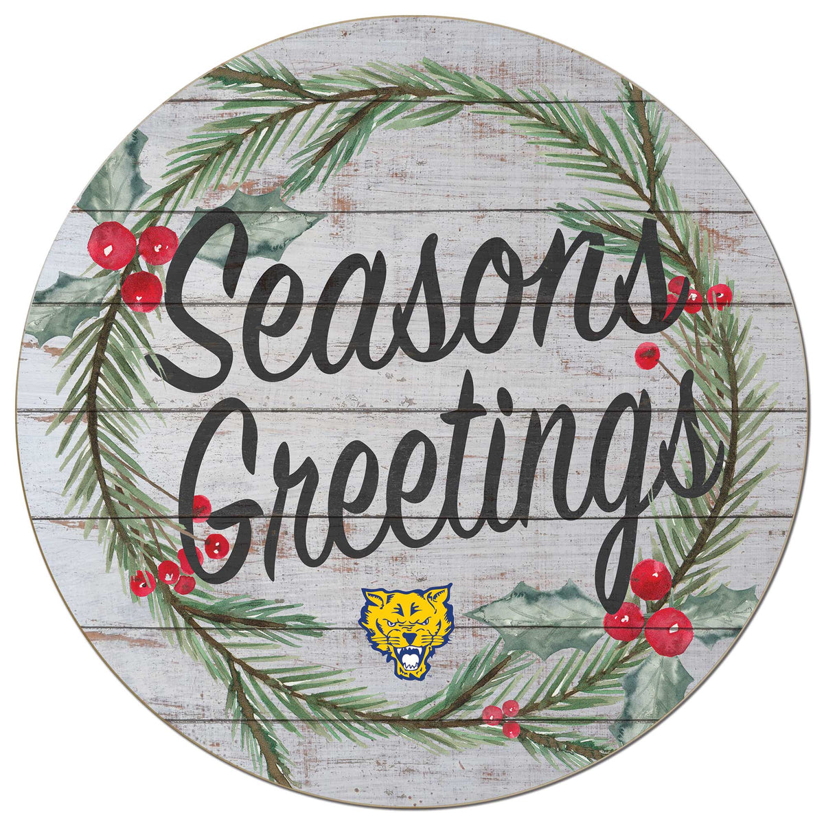 Jardine - Fort Valley State Wildcats 20'' x 20'' Season's Greetings Circle - White