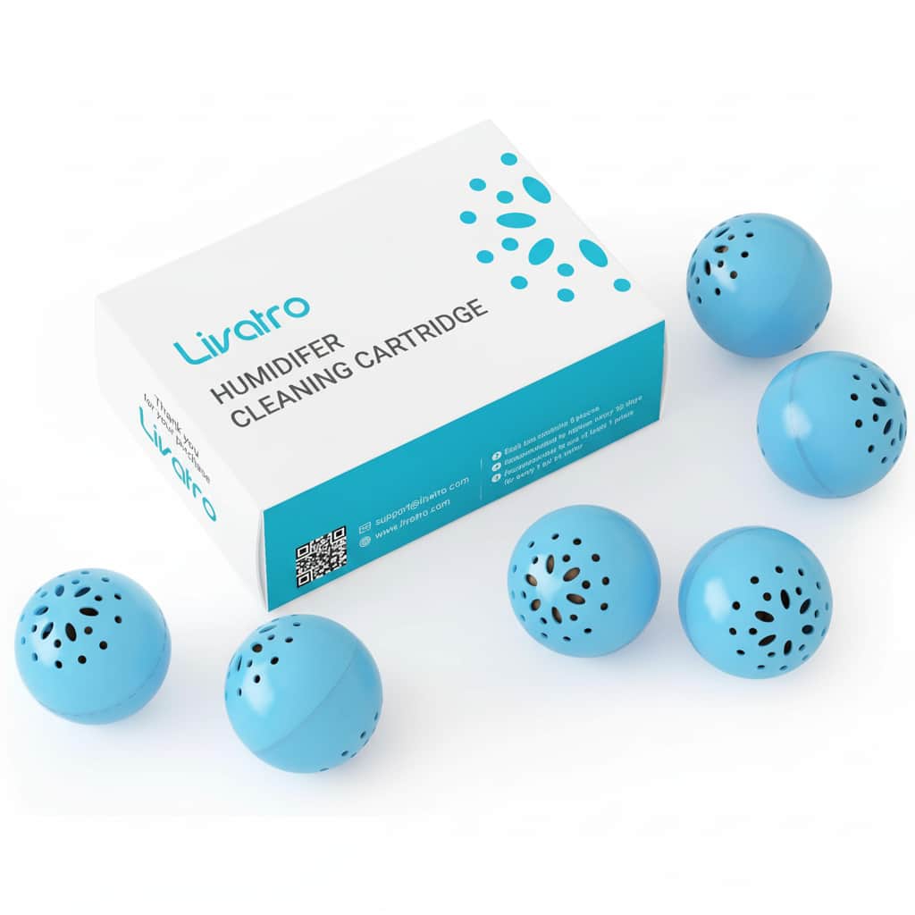 Livatro - Humidifier Cleaning Ball – Prevents Hard Water Build-Up, Removes Odor, For All Humidifiers, Fish Tank-6 pack