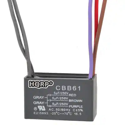 HQRP - Ceiling Fan Capacitor CBB61 5 uF x 3 5-Wire 250 VAC Replacement