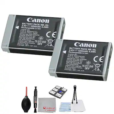 Canon - 2-Pack Canon NB-15L Lithium-Ion Battery Pack Bundle (Bulk Packaging) with Microfiber Cloth
