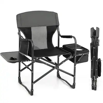 Costway - Folding Camping Directors Chair Portable with Cooler Bag & Side Table