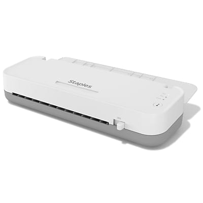 Front. Staples - Thermal & Cold Laminator, 9" Width - White/Gray.