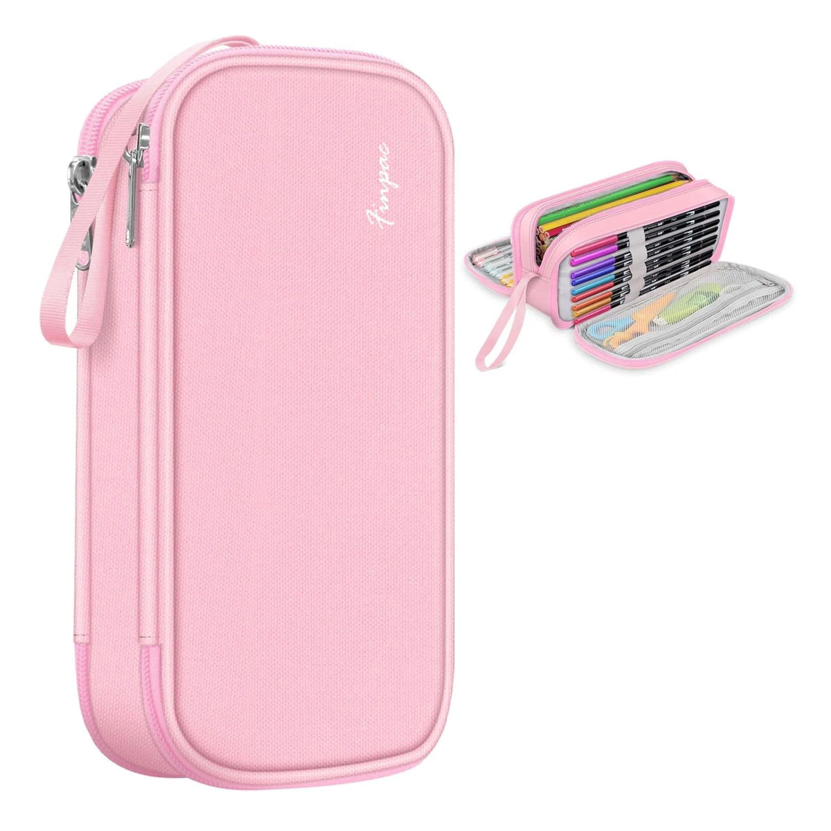 Kitcheniva - Three-layer Pencil Case Organizer Pen Pouch - Pink