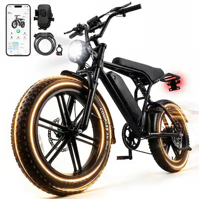 Hover Heart - 20" Fat Tire Electric Bike 1500 W Peak Motor 48V 15Ah 20 MPH Full Suspension Hydraulic Disc Brakes 7-Speed All Terrain