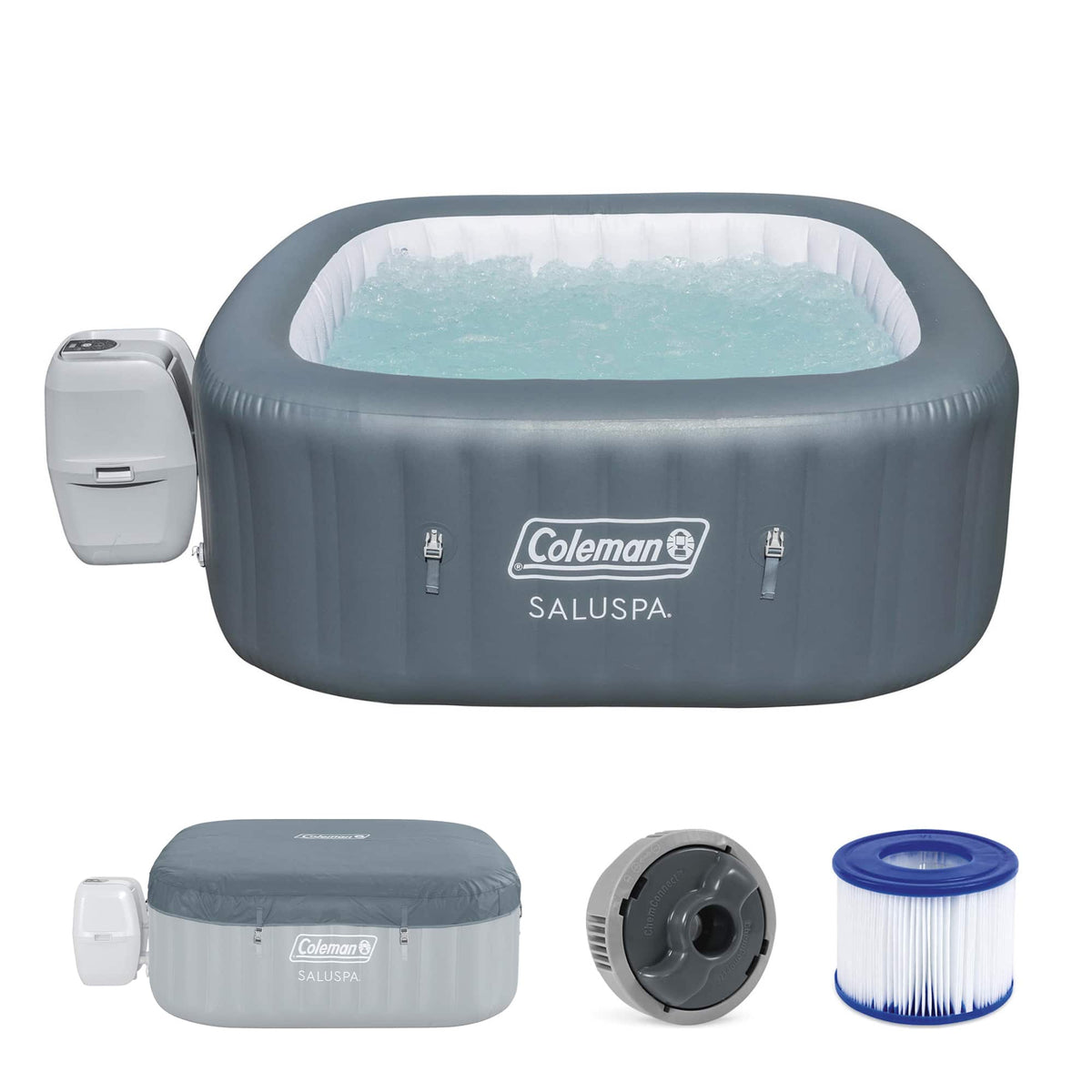 Coleman - Hawaii Energy-Efficient Inflatable Hot Tub 4-6 Person with App-Control - Gray