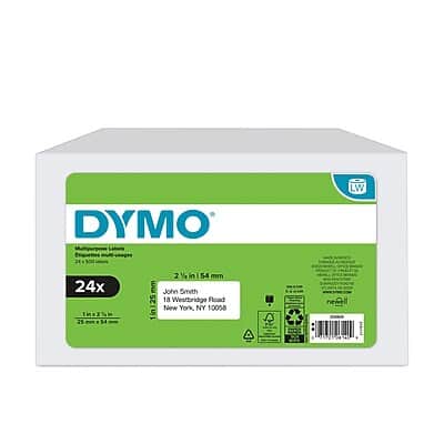 DYMO Multicolor Labels  
24x500 LW  
24x1 1/2 in 25x54 mm  
John Smith  
18 Westbridge Road  
New York, NY 10058