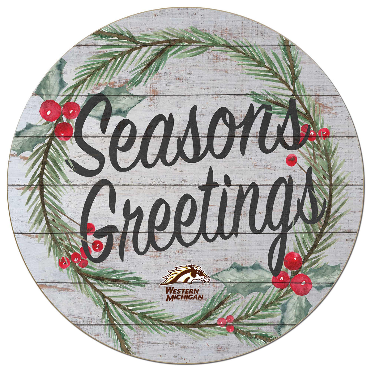 Jardine - Western Michigan Broncos 20'' x 20'' Season's Greetings Circle - White