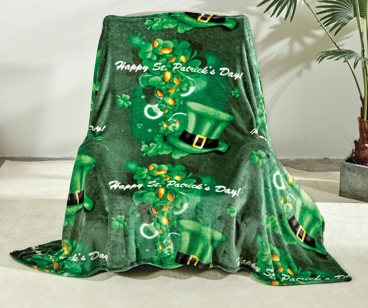 Noble House - St. Patricks Day Super Cozy and Lightweight Microplush Throw Blanket 50"x70" - Green