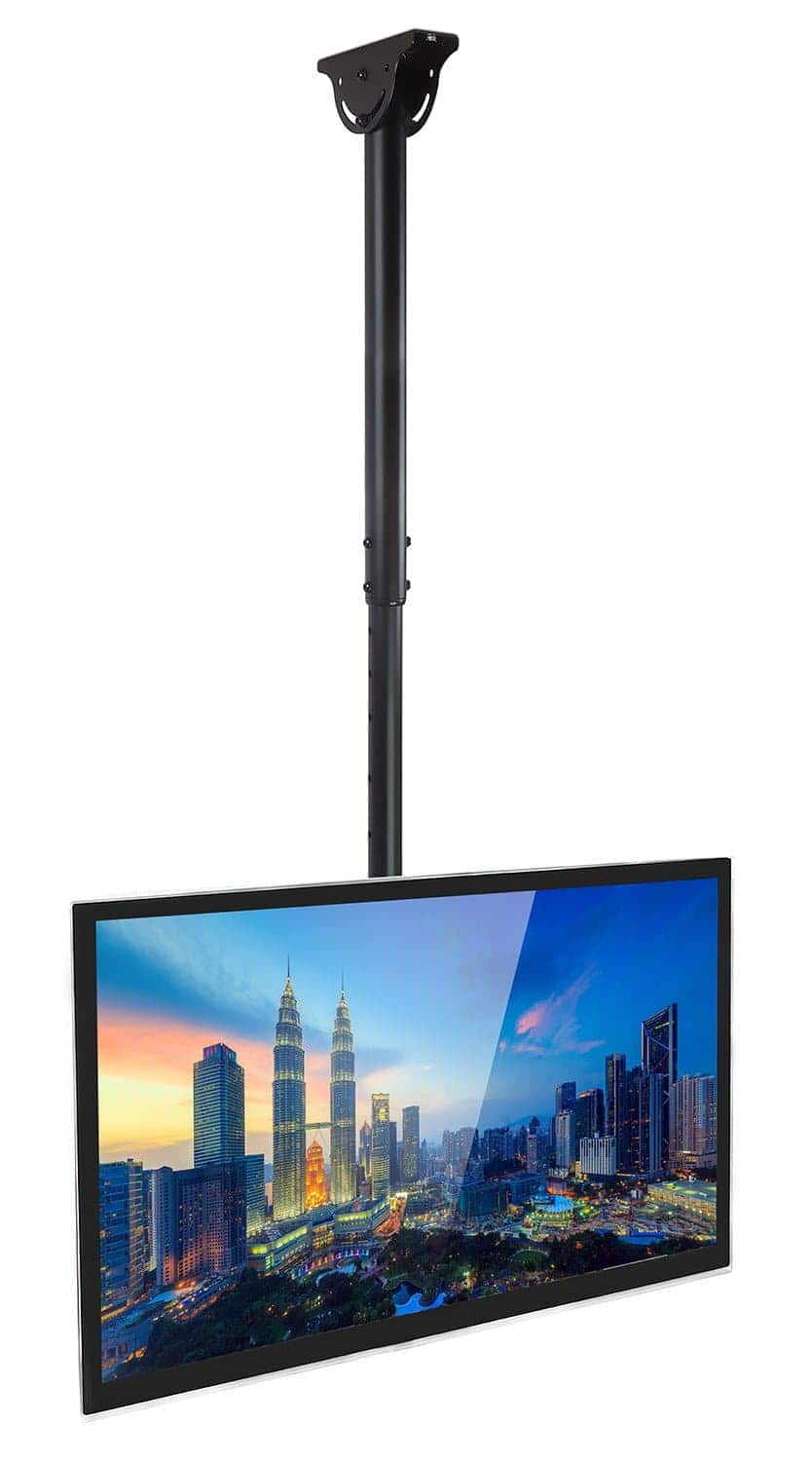 Mount-It! - Full-Motion Long-Extension Ceiling TV Mount – 32″–70″, 360° Swivel, 25° Tilt, 5-ft Drop, 110 lb Capacity - Black