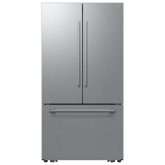 Front. Samsung - 36 in. Wide Bespoke AI 25 cu. ft. Counter Depth 3-Door French Door Refrigerator with Zero Clearance Fit - Stainless Steel.