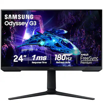 Samsung - Odyssey G30D 24" LED FHD AMD FreeSync Premium 180Hz 1ms Gaming Monitor (DisplayPort, HDMI)