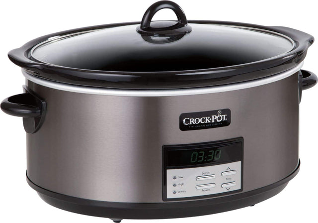 Angle. Crock-Pot - 8-Quart Slow Cooker - Black Stainless.