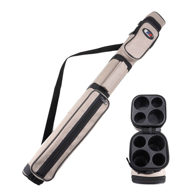 Front. GSE Games & Sports Expert - 2x2 Square Hard Billiard Pool Cue Stick Carrying Case, Billiard Cue Case - Grey - Grey.