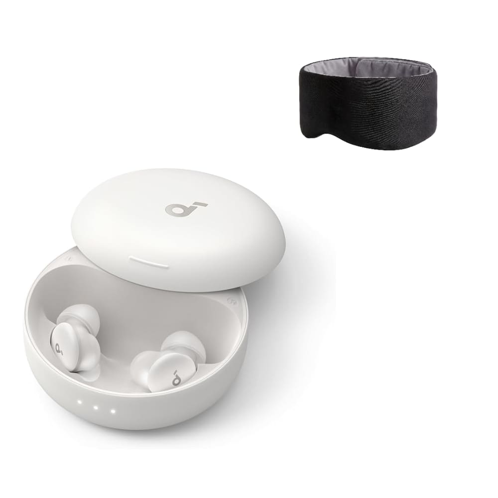 Soundcore - by Anker Sleep A30 Smart ANC Sleep Earbuds with Breescape Cooling Eye Mask - Moonlit White