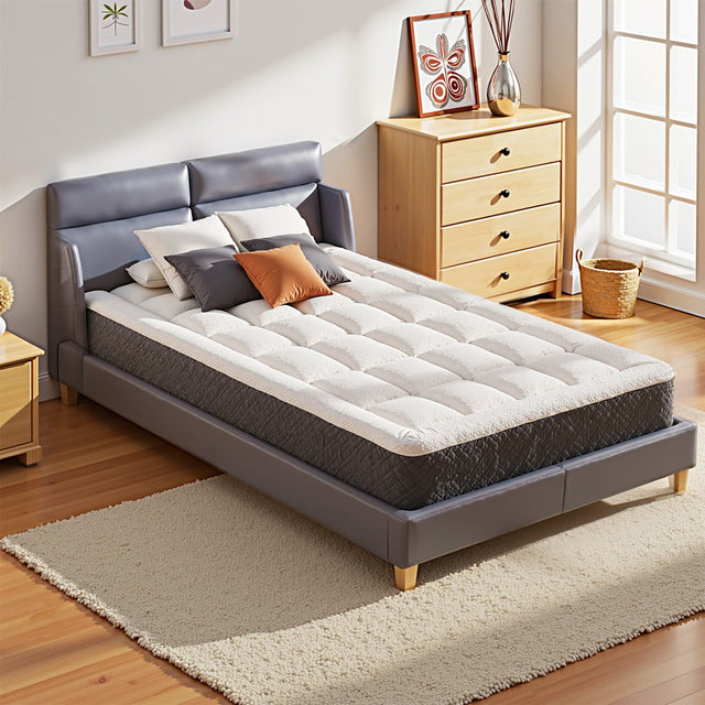 Front. Brick Attic - 5 Inch Twin Mattress for Kids, Medium Firm Memory Foam  Mattresses in a Box for Cooling Sleep and Pressure Relief - White.