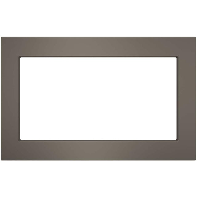Front. GE - 30" Trim Kit for Profile PEB7227BLTS Microwave - Black stainless steel.