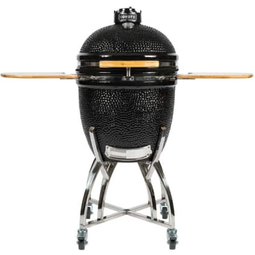 Front. Coyote - Asado Charcoal Smoker with Cart and Side Shelves - Black.
