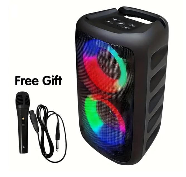 PRIMEPLUS - Portable Karaoke Machine with 2 Microphones, Wireless Bluetooth Party Speaker, TF Card/USB/AUX, IPX4, 10 H Battery Life