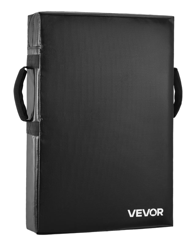 Front. VEVOR - Football Blocking Dummy, 24x16 in Blocking Pads, Kick Shield Pad with Handles, High-Density Sponge Tackle Dummies - Black.