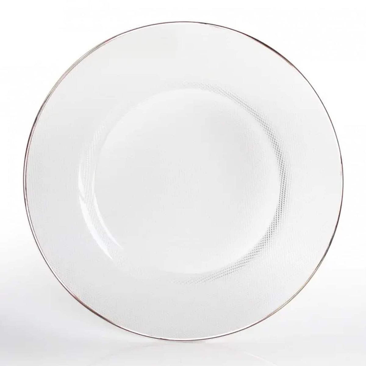 American Atelier - Glass Charger Plate 13"D with Platinum 5 Cm Rim - Silver