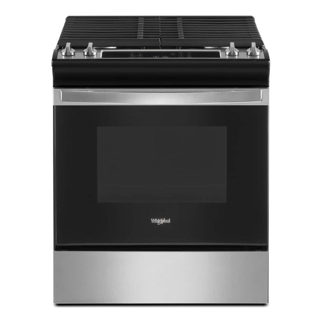 Front. Whirlpool - 30 in. Wide 4 burners 5.0 cu. ft. Whirlpool Gas Range with Frozen Bake Technology - Stainless Steel - Stainless Steel.