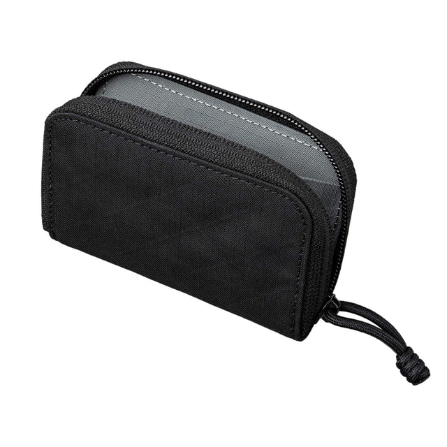 Front. ALPAKA - Zip Coin Wallet with RFID Protection, Water-Resistant Compact Card & Coin Holder,Gift-Ready Box - Black Axogrid 210D.