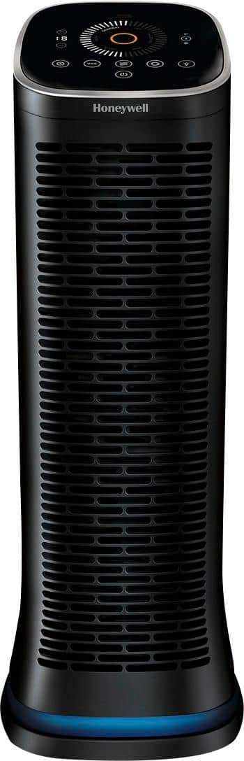 Front. Honeywell - AirGenius 6 Smart Tower 260 Sq. Ft. Air Purifier - Black.