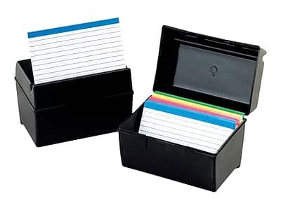 Oxford - Index Card File Box, 300-Card Capacity - Black
