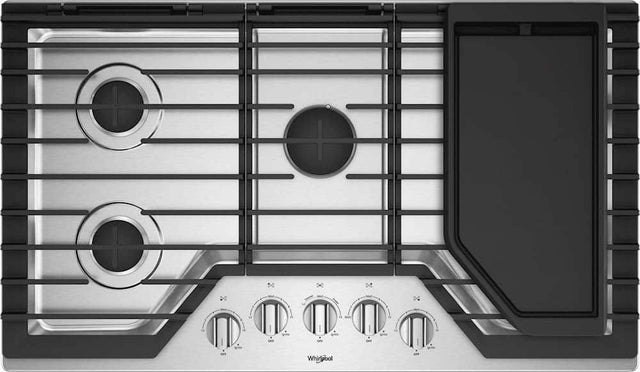 Front. Whirlpool - 36" Gas Cooktop - Stainless Steel.
