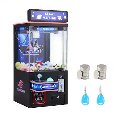 VEVOR - Claw Crane Machine, Medium-Sized Arcade Game Machine with Light & Sound, Adjustable Steel Claws, Precise Toy Candy