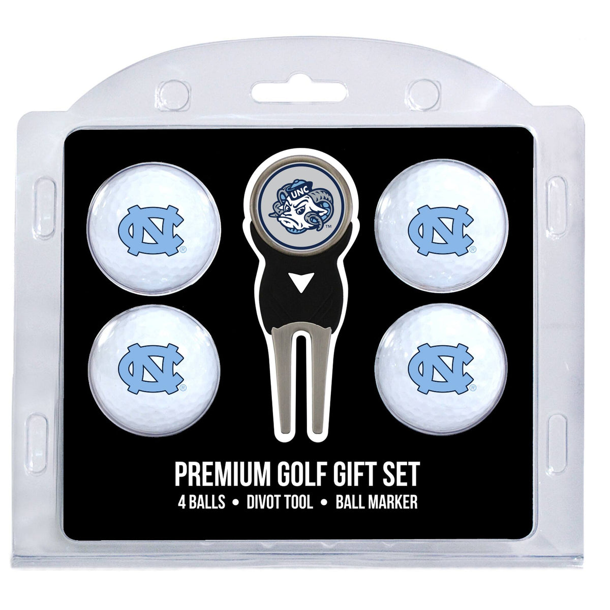 Team Golf - North Carolina Tar Heels 4-Ball Gift Set - Multicolor