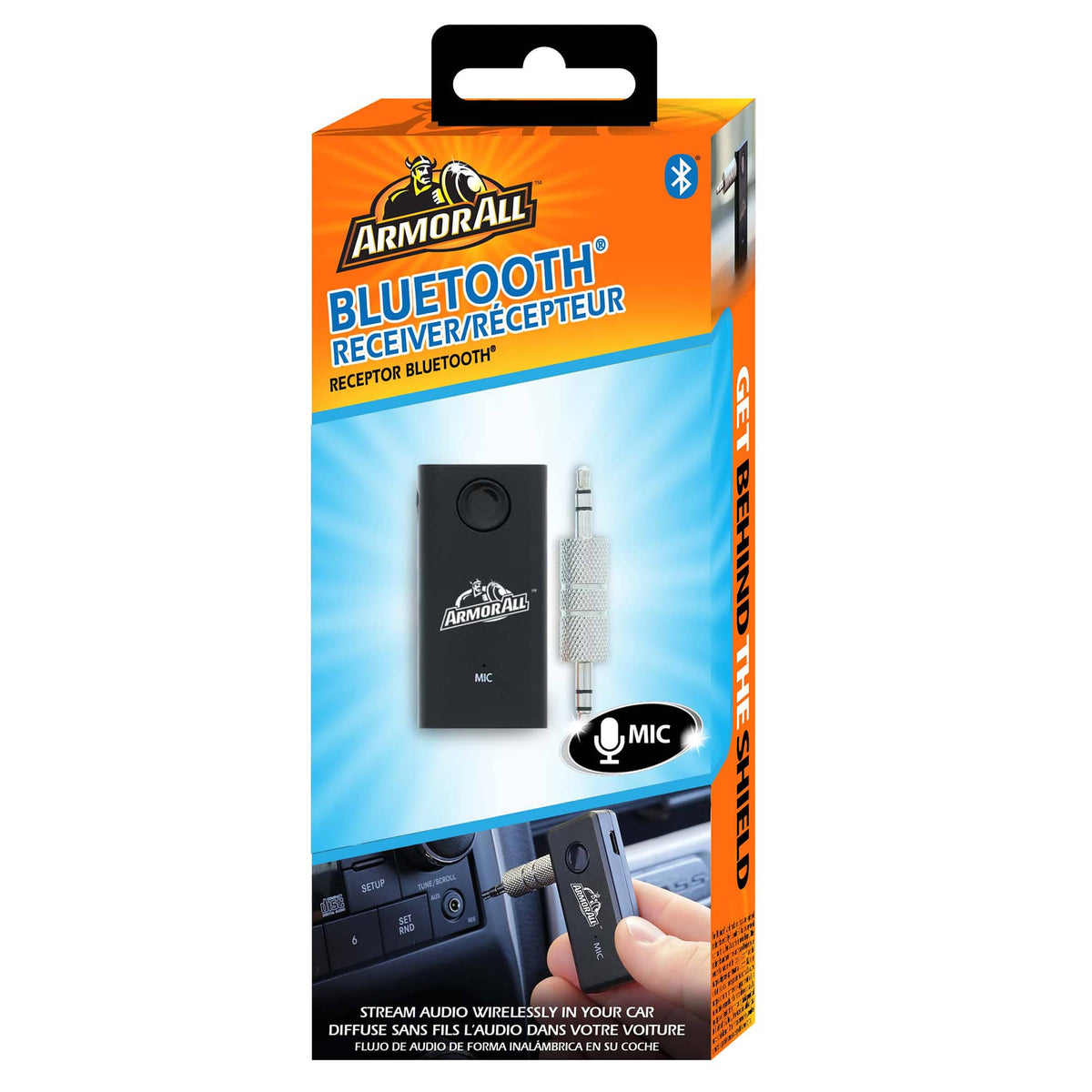 Armor All - Bluetooth Receiver, Stream Music and Make Safe Hands-Free Calls t - Black