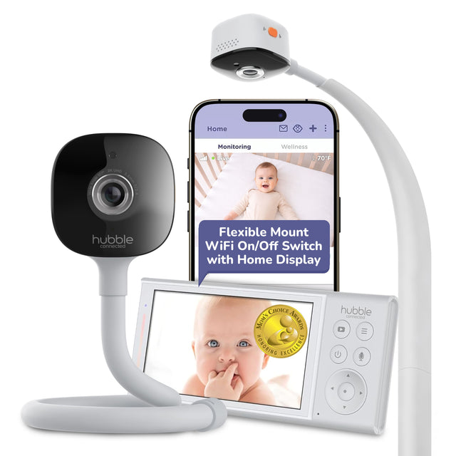 Home + Monitoring  
Live Wellness  
70°F  
hubble connected  
Flexible Mount  
WiFi On/Off Switch  
with Home Display  
CHOICE MOM'S AWARDS  
HONORING EXCELLENCE