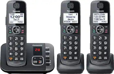 Panasonic - KX-TGE633M DECT 6.0 Expandable Cordless Phone System with Digital Answering System