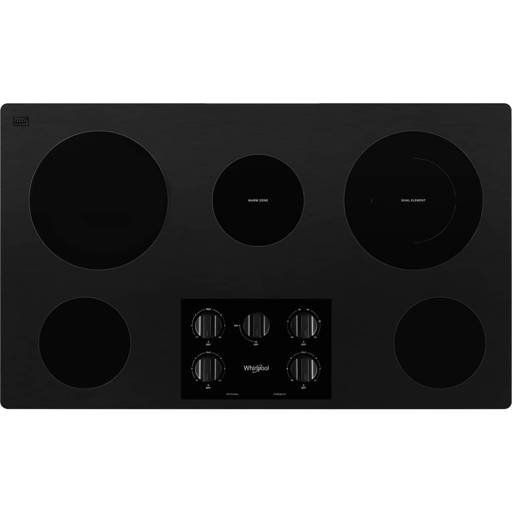 Whirlpool - 36 in. Wide 5 element Electric Cooktop - Black