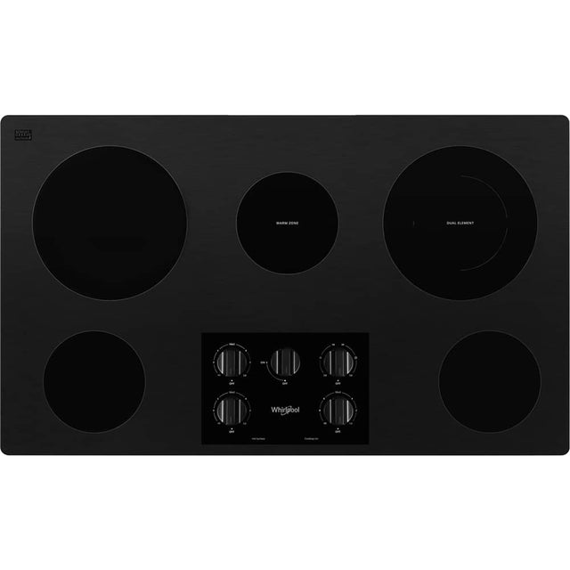 Front. Whirlpool - 36" Electric Cooktop - Black.
