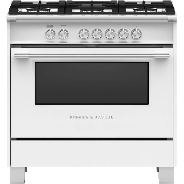 Front. Fisher & Paykel - 4.9 Cu. Ft. Freestanding Gas Convection Range - White.