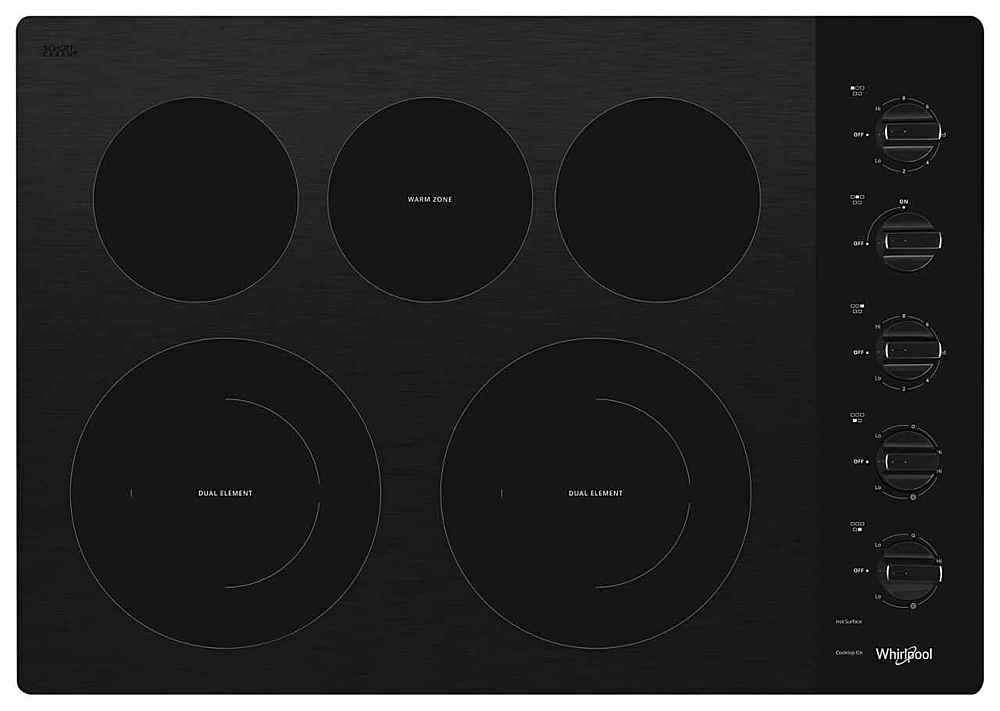 Whirlpool - 30 in. Wide 5 element Electric Cooktop - Black