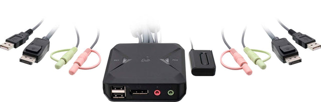 Front. IOGEAR - 2-Port USB DisplayPort Cable KVM Switch - Black.
